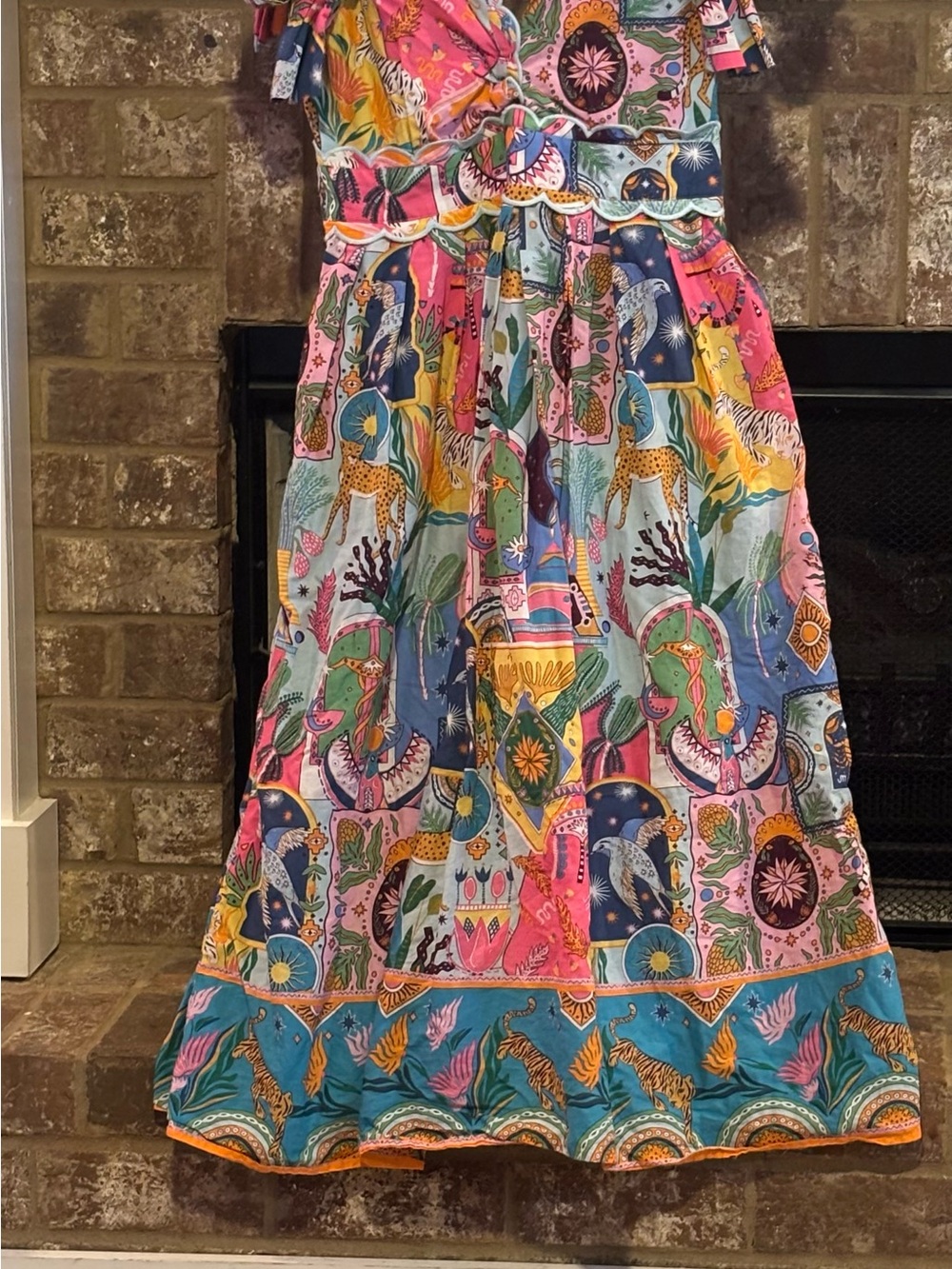 Multicolor Patchwork Midi Dress size medium - Picture 2 of 2